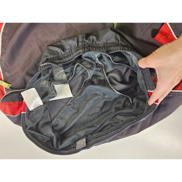 Vintage mens swim trunks suit brief net XXL 42" drawstring waist EUC black red ^ - Picture 5 of 8